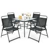 6 Pieces Patio Dining Set with Umbrella - Gray