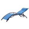 2PCS Set Chaise Lounges Outdoor Lounge Chair Lounger Recliner Chair For Patio Lawn Beach Pool Side Sunbathing - Blue