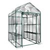 Green House 56" W x 56" D x 76" H,Walk in Outdoor Plant Gardening Greenhouse 2 Tiers 8 Shelves - Window and Anchors Include(White)-dk - White