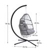 Outdoor Patio Wicker Folding Hanging Chair; Rattan Swing Hammock Egg Chair With C Type Bracket; With Cushion And Pillow - Gray