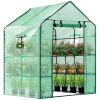 Green House 56" W x 56" D x 76" H,Walk in Outdoor Plant Gardening Greenhouse 2 Tiers 8 Shelves - Window and Anchors Include(Green)-dk - 56" W x 56" D