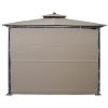 Patio 9.8ft.L x 9.8ft.W Gazebo with Extended Side Shed/Awning and LED Light for Backyard; Poolside; Deck; Brown - Brown