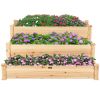 3 Tier Elevated Wooden Vegetable Garden Bed - as show