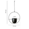 Metal Flower Pot Hanging Plant Holder Indoor Outdoor Home Decoration - Black - Round