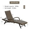 Outdoor Living Outdoor PE Wicker Chaise Lounge with Armrest- Set of 2 Patio Reclining Chair - Brown w/Armrest