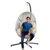 Large Hanging Egg Chair with Stand & UV Resistant Cushion Hammock Chairs with C-Stand for Outdoor Indoor Space - Beige