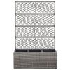 vidaXL Trellis Raised Bed with 3 Pots 32.7"x11.8"x51.2" Poly Rattan Gray - Grey