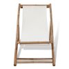 vidaXL Patio Deck Chair Bamboo and Canvas - White