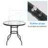 Outdoor Dining Table Round Toughened Glass Table Yard Garden Glass Table - as pic