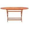 vidaXL Folding Patio Table 63"x33.5"x29.5" Solid Eucalyptus Wood - Brown