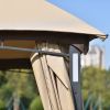 10ft W*12ft L Outdoor Double Vents Gazebo Patio Metal Canopy with Screen and LED Lights for Backyard; Poolside; Brown - Brown