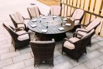 Brown Wicker Patio Firepit  Dining Table (Table Only) - Round