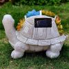 Outdoor Solar LED Turtle Light Succulents Planter Stand Garden Gnomes Statue Ornament Resin Home Terrace Accesorries Decorations - 26X16X17CM