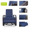 Outdoor Patio Rattan Wicker Swivel Recliner Chair;  Adjustable Reclining Chair 360Â¬âˆž Rotating with Water Resistant Cushions - Navy Blue