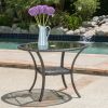 Hopp Outdoor Coastal Gray Wicker Side Table with Tempered Glass Top - as Pic