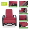 Outdoor Patio Rattan Wicker Swivel Recliner Chair;  Adjustable Reclining Chair 360Â¬âˆž Rotating with Water Resistant Cushions - Red