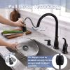 APPASO 3 Hole Kitchen Faucet with Pull Down Sprayer Oil Rubbed Bronze, 2-Hole Pull Out Kitchen Sink Faucet with Side Single Handle and Soap Dispenser