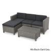 Lorita Outdoor 5-piece Blac Wicker Sectional Sofa Set with Beige Cushions - as Pic