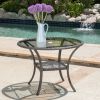 Hopp Outdoor Coastal Gray Wicker Side Table with Tempered Glass Top - as Pic