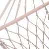 Outdoor Wood Pole Cotton Rope Hammock Garden Patio Yard Hanging Sleep Bed - White