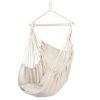 Hammock Chair Distinctive Cotton Canvas Hanging Rope Chair with Pillows Beige - Beige