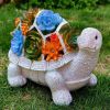 Outdoor Solar LED Turtle Light Succulents Planter Stand Garden Gnomes Statue Ornament Resin Home Terrace Accesorries Decorations - 26X16X17CM