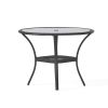 Hopp Outdoor Coastal Gray Wicker Side Table with Tempered Glass Top - as Pic