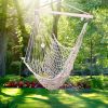 Indoor Outdoor Garden Cotton Hanging Rope Air/Sky Chair Swing Beige Hammocks - Beige