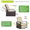 Outdoor Patio Rattan Wicker Swivel Recliner Chair;  Adjustable Reclining Chair 360Â¬âˆž Rotating with Water Resistant Cushions - Khaki